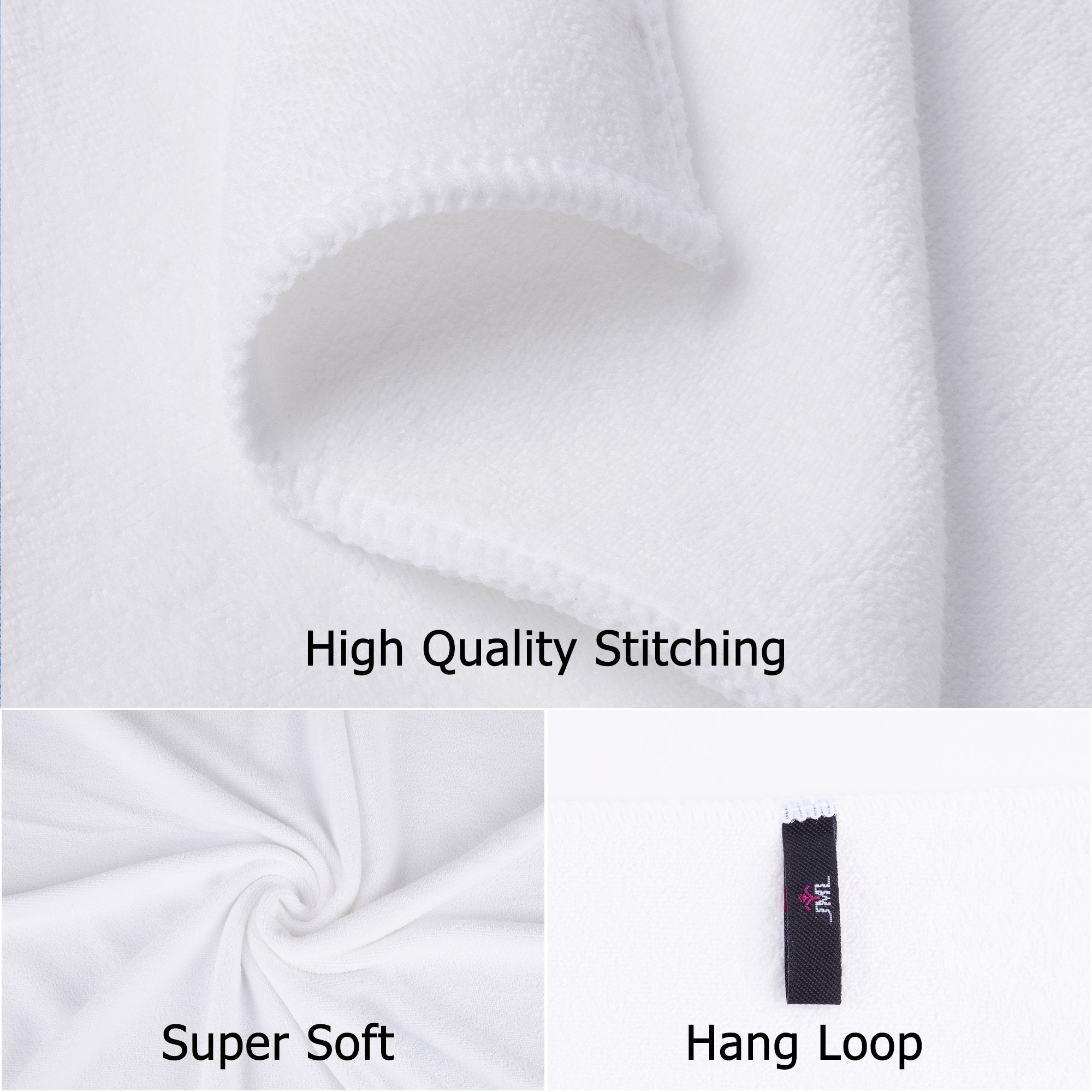 Jml Microfiber Bath Towels, Bath Towel Sets (6 Pack, 27'' X 55'') - Extra Absorbent And Fast Drying, Multipurpose White Microfib